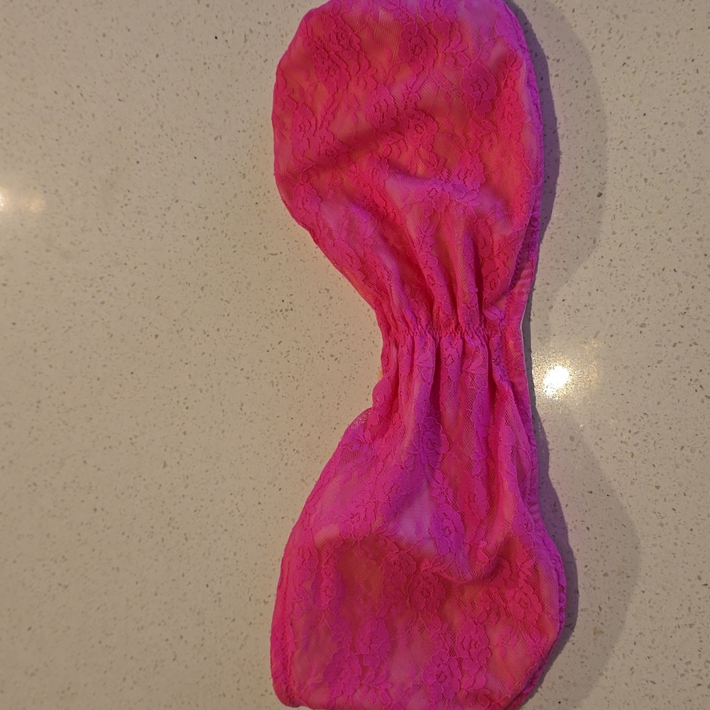 Victoria's Secret PINK Bandeau Top L Hot Pink Lace Strapless Tube Y2K Festival